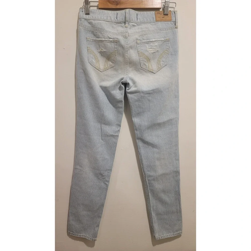 Hollister Jeans Women's Size 0‎ 29x33 Blue Striped American Preppy Stretch Denim